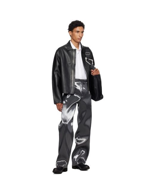 HELIOT EMIL Gray Liquid Metal Trousers for men