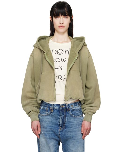 R13 Blue Khaki Balloon Zip-Up Hoodie