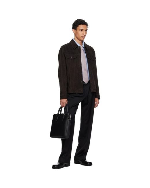 Boss Black Leather Emed-Logo Document Briefcase for men