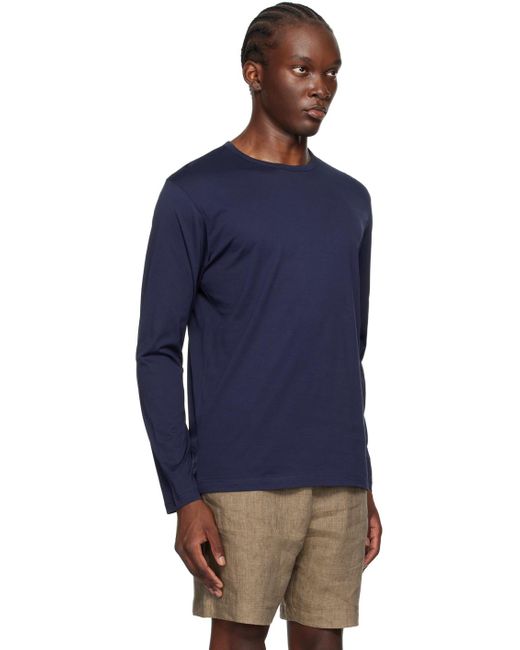 Sunspel Blue Classic Long Sleeve T-Shirt for men