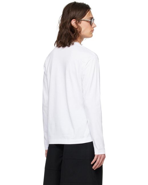 メンズ Comme des Garçons ホワイト クルーネック 長袖tシャツ White