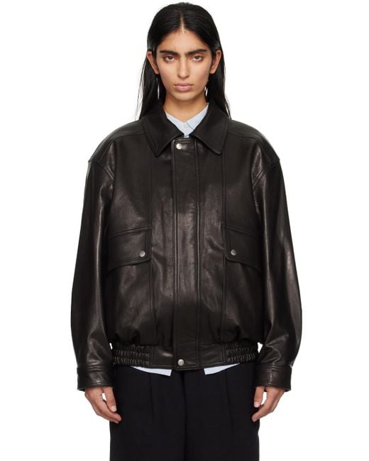 DUNST Black Oversized Leather Jacket