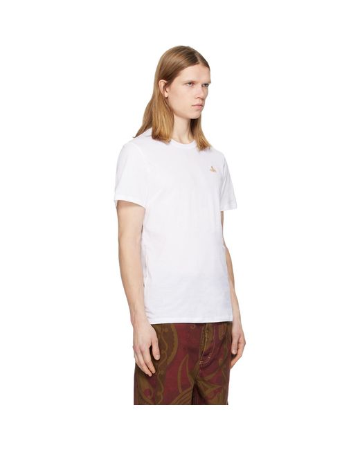 Vivienne Westwood White Embroidered Logo T-Shirt for men
