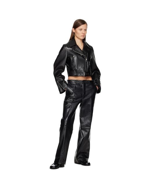 Givenchy Black Cropped Cocoon Leather Biker Jacket