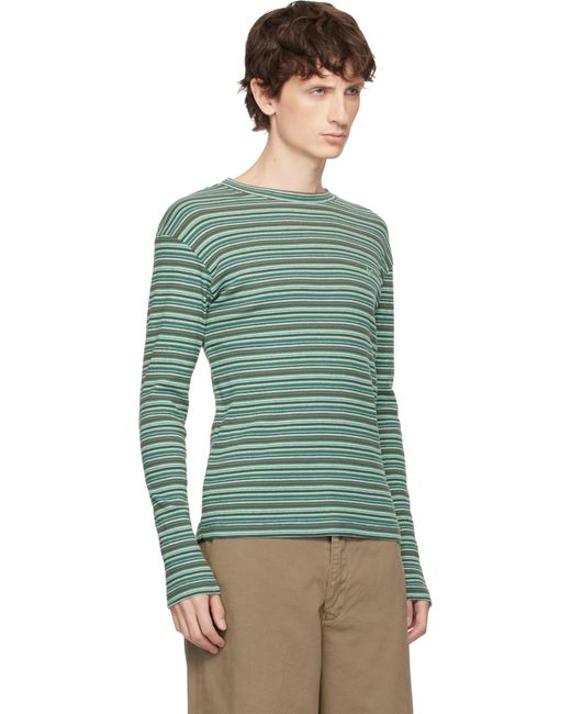 ERL Striped Long Sleeved T-Shirt in Green for Men | Lyst