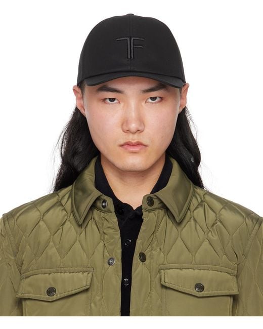 Tom Ford Green Canvas & Leather Cap for men