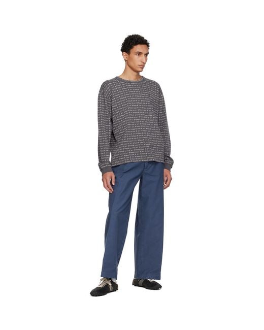 ERL Gray Jacquard Long Sleeve Knit T-Shirt for men