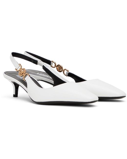 Chaussures à petit talon blanches à méduse Versace en coloris Black