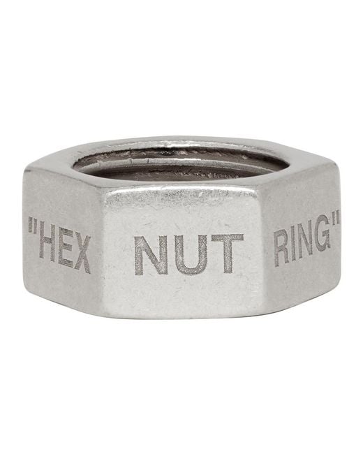 Off-White c/o Virgil Abloh Metallic Silver Hex Nut Ring for men