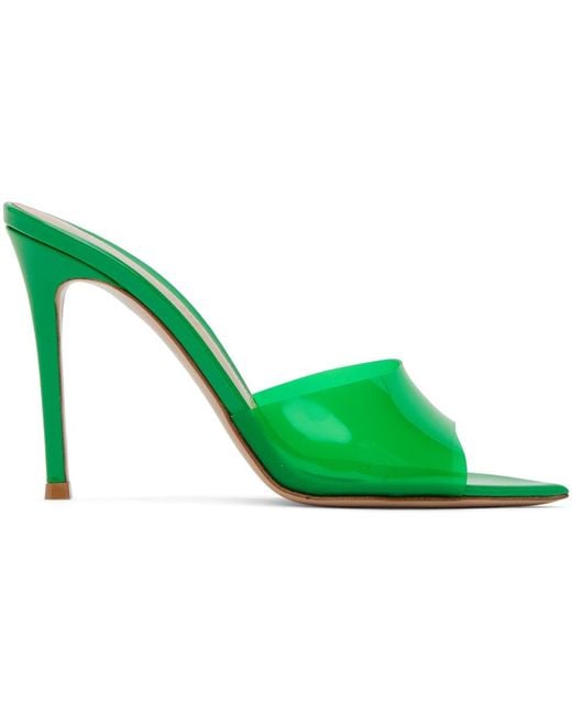 Gianvito Rossi Green Elle 85 Patent-leather And Pvc Mules