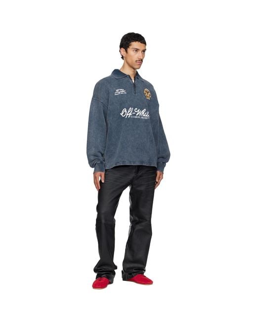 Off-White c/o Virgil Abloh Blue Sporty 4 Fleece Polo for men