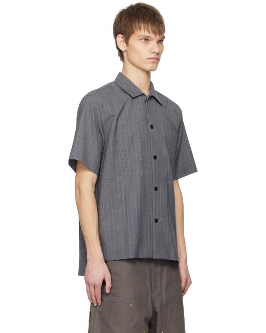 Chemise grise à rayures Sacai pour homme en coloris Gray