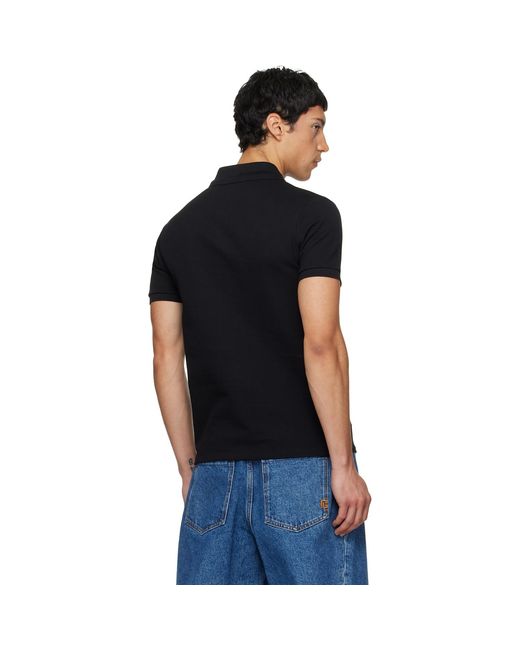 Balmain Black Embroidered Cotton Polo for men
