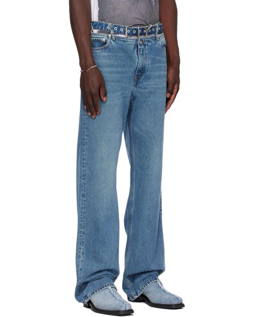Y. Project Blue Y-belt Jeans for men