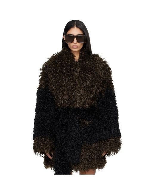 Entire studios Black Juno Faux-Fur Coat
