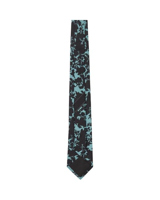 Dries Van Noten Black Printed Silk Tie for men