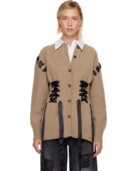 Simone Rocha Natural Tan Sculpted Ribbon Corset Cardigan