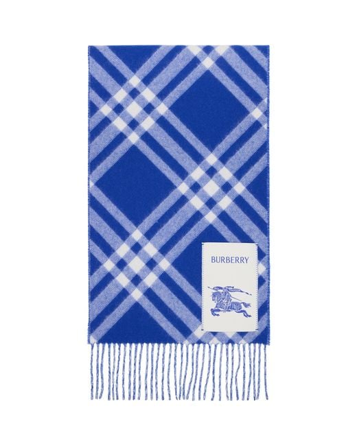 Burberry Blue Check Cashmere Scarf