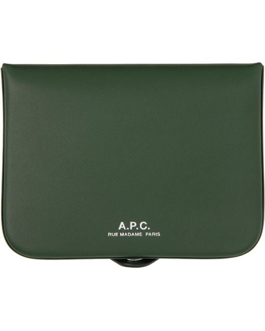 A.P.C. Green Josh Coin Wallet for men