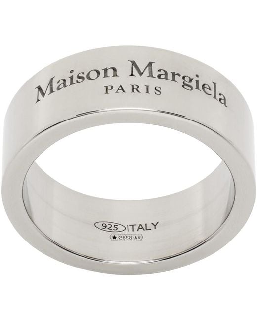 Maison Margiela Metallic Silver Band Ring for men