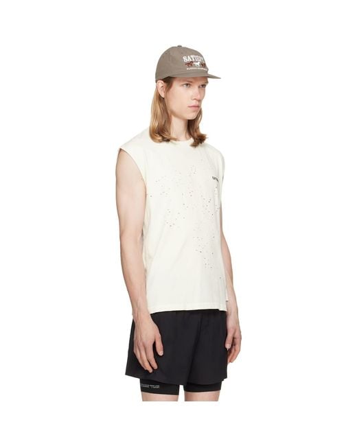 Satisfy White Off- Mothtech Muscle Tank Top for men