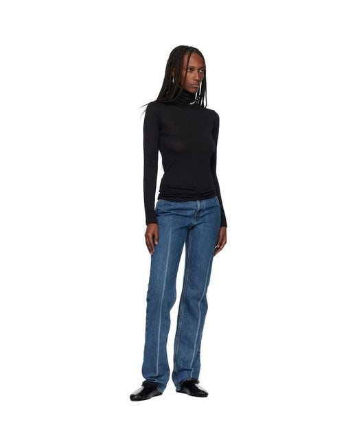 Jil Sander Blue Diagonal Cotton Denim Jeans