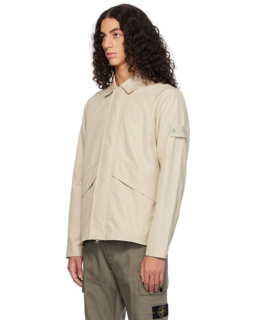 メンズ Stone Island Ghostコレクション ベージュ 107F1 ウェザープルーフ コットンキャンバス オーバーシャツ Natural