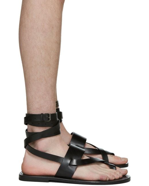 Saint Laurent Black Culver Ankle Strap Sandals for men