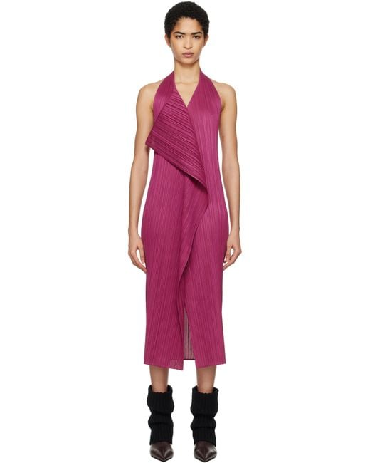 Pleats Please Issey Miyake Red Monthly Colors November Maxi Dress