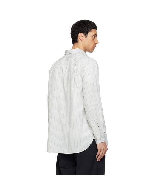 Nanamica White Regular Collar Stripe Wind Shirt for men