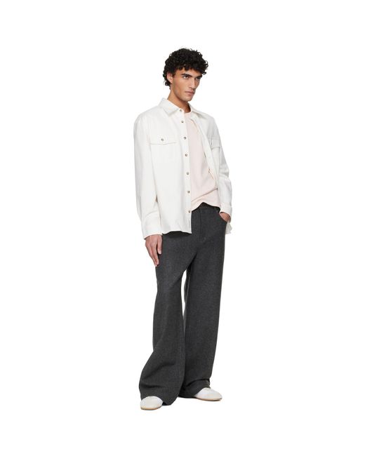A.P.C. White Off- Solid-Color Cotton Overshirt for men