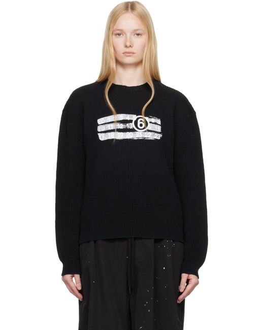 MM6 by Maison Martin Margiela Women's Black Numeric Knit Sweater
