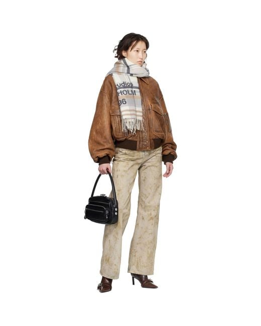 Acne Multicolor Check Logo Wide Scarf