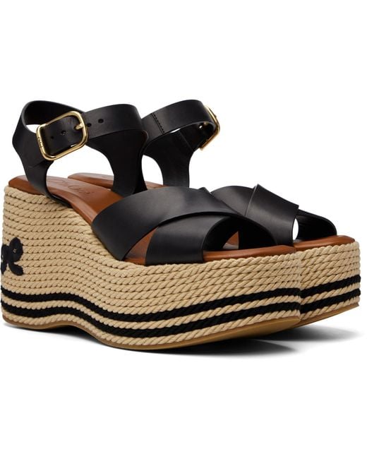 Chloé Black Sand' Wedge Sandals