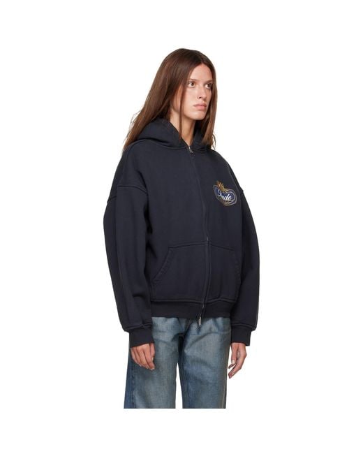 Rhude Black Safari Crest' Zip-Up Hoodie