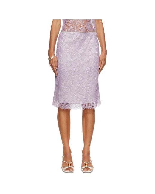 RESCHA Purple Ssense Exclusive Jalidaar Midi Skirt