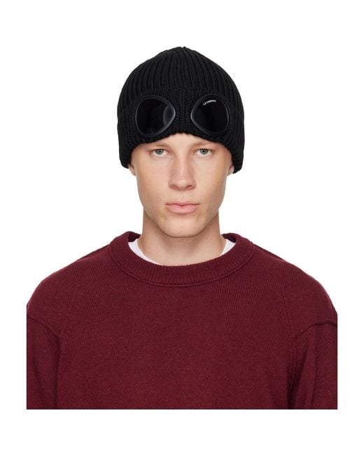 C P Company Purple Extrafine Merino Wool Goggle Beanie for men