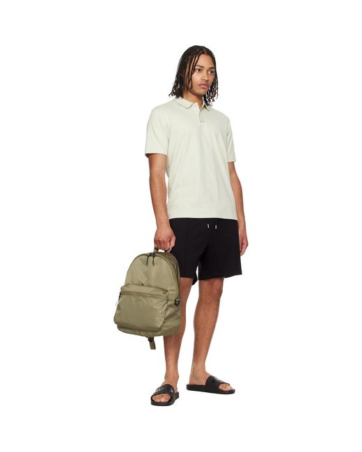 HUGO Green Khaki Embossed-Logo Backpack for men