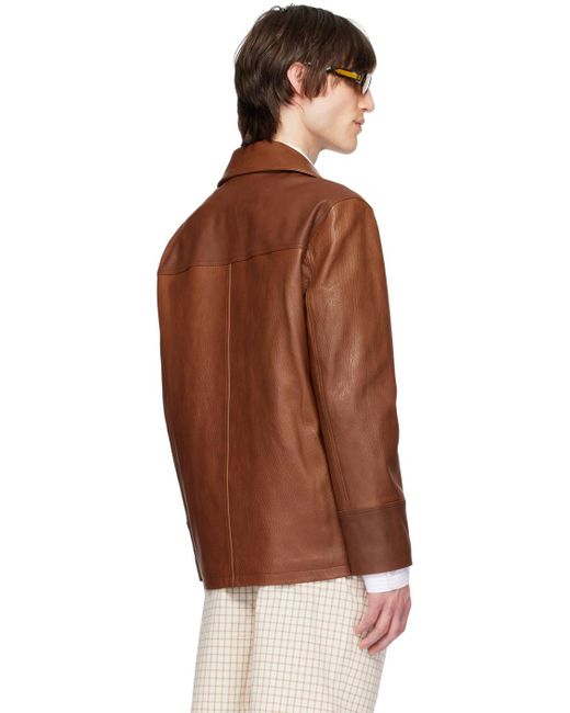 Drole de Monsieur Brown 'la Veste Cuir Grainé' Leather Jacket for men