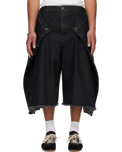 Lu'u Dan Men's Black Denim Maxi Shorts