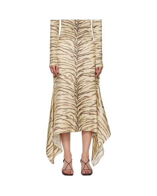 Stella McCartney Natural Tiger Print Midi Skirt