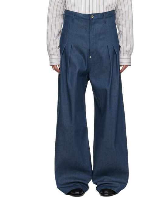SOSHIOTSUKI Blue Hi Waist Baggy Denim Jeans for men