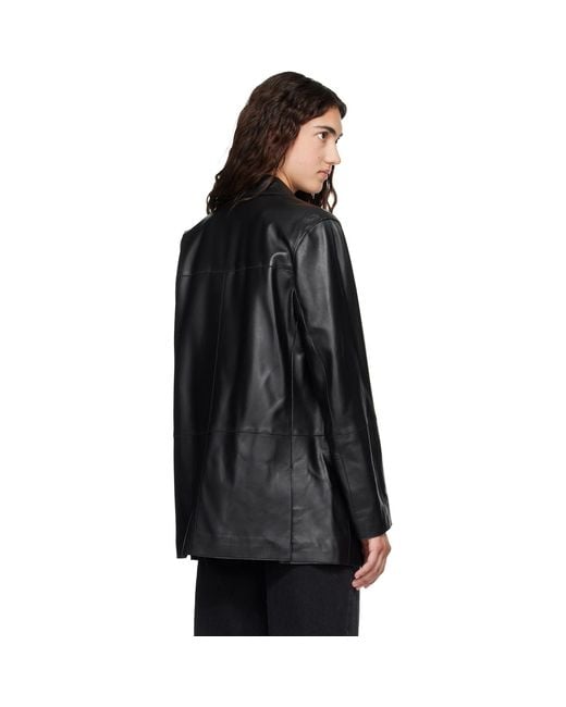 Loulou de Saison Black Nari Straight Leather Jacket