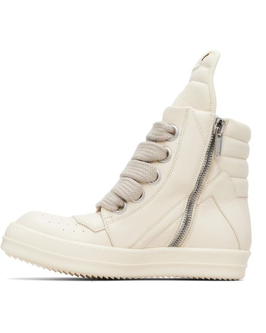 Rick Owens White Off- Temple Jumbolace Geobasket Sneakers for men