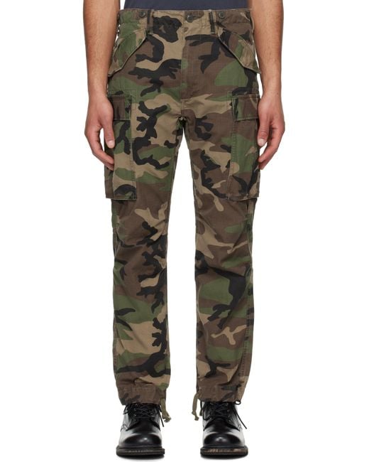 メンズ RRL カーキ Regiment 迷彩 リップストップ カーゴパンツ Multicolor