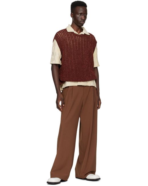 Bonsai Brown Burgundy Loose-fit Trousers for men