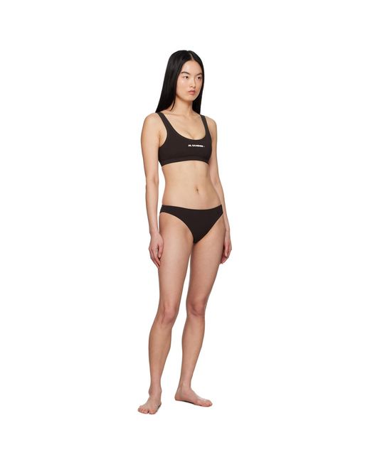 Jil Sander Black Embroidered Logo Bikini Bottom