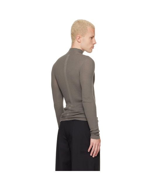 Rick Owens Gray Tower Ribbed Lupetto Sweater for men