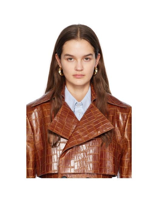 Bottega Veneta Black Gold Twist Hoop Earrings