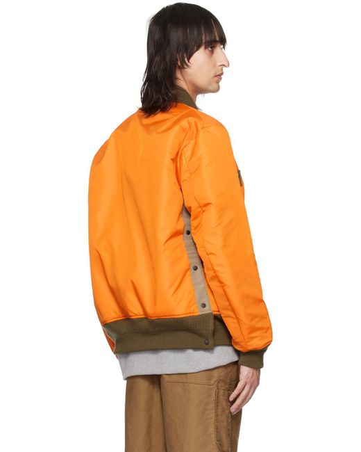 メンズ Sacai リバーシブル ジップアップジャケット Orange